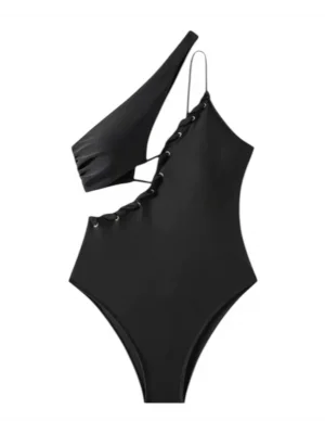 Mikanos 1 Pc 2024 Avrupa ve Amerika Seksili Asimetrik Tek Omuzlu Tek Parça Mayo