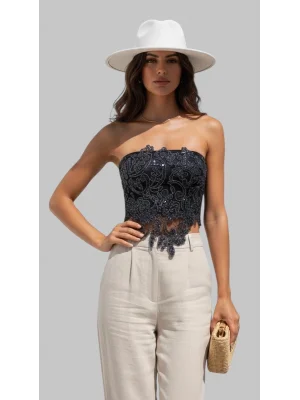 Rafael Lara France Dantel İşlemeli Brode Crop Bluz S 2026