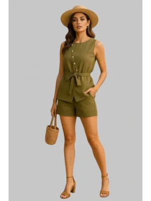 Aston martin Asimetrik Kesim İhtal Keten İkili Pantolon Takım Trend