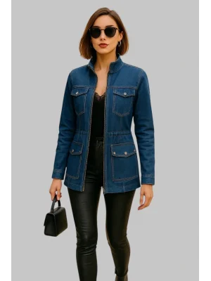 Davila Bağlama Detay Çift Cep Trençkot Ceket