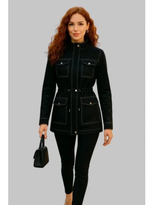 Ducker Dikiş Detay Gabardin ceket WR Tasarım