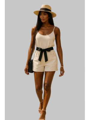 Edna Keten Şortlu Bağlamalı Tulum Tasarım