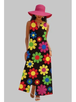 Elle Yaz ve bahar için rahat kolsuz elbise, cepli yaka detaylı elbise, kadın giyim