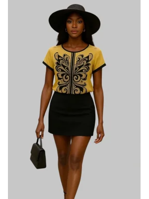 Eros Transfer Baskı İthal Krep Bluz