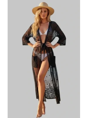 Flor Flok Baskı Şifon Kimono Tasarım W 2026