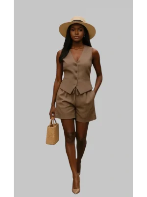 Gabon Açık kahve organik Keten İkili Tasarım Takım W 2026