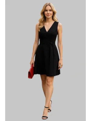 Gabriel Siyah Kuşak Detay Kruvaze Elbise