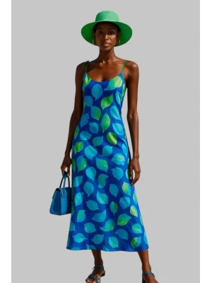 Georgina İthal Saten Omuz Bağcık Detay Midi Tasarım Elbise