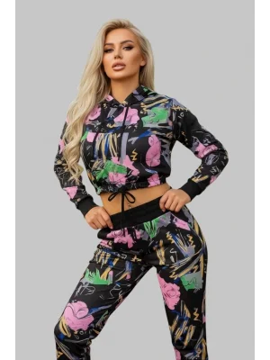 Gigi Dijital Baskı Kapüşonlu Dalgıç Eşofman Takım