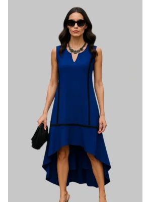 Gizella Biye Detay Çift Cep İthal Krep Elbise