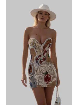 Gloryy Bella İthal Taş işlemeli Tasarım Elbise S 2026