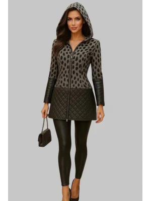 Jennifer Deri Kombineli Kapüşonlu Tasarım Kaban