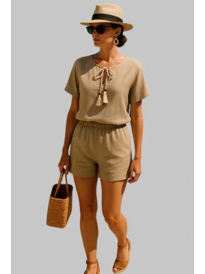 Maria Organik Keten Şortlu İkili Takım Tasarım W 2026