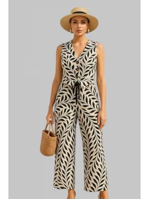 Marsilya Siyah Beyaz Keten Pantolon Takım