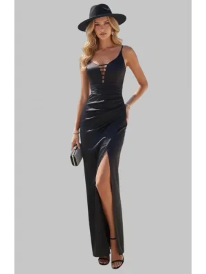 Maxvella İthal Saten Abiye Elbise Tasarım S 2026