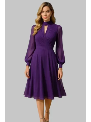 Melissa Yaka Detay Mor Şifon Elbide business women