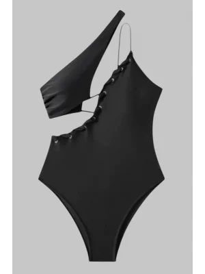 Mikanos 1 Pc 2024 Avrupa ve Amerika Seksili Asimetrik Tek Omuzlu Tek Parça Mayo