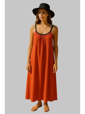 Mirabel Şifon Örme Askılı Tasarım Elbise