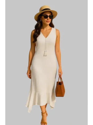 Monaco Brode Örme Elbise Şık Trend