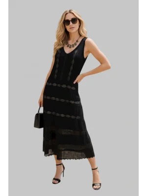 Morocco İthal Dantel V Yaka Astarlı Elbise