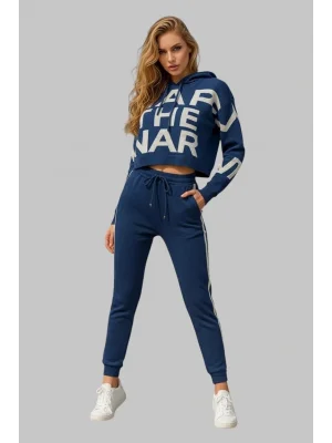 Pixi Triko Kapüşon Ve Harf Detay İkili Pantolon Spor Takım