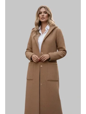 Sanotella Tam Boy Örme Trençkot Kapüşonlu Kaban Tasarım W 2026