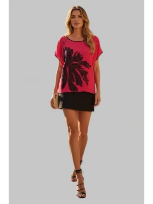 Sofia kini Krep Saten Çiçek Aplik Tasarım Bluz W 2026