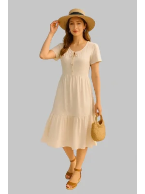 Tamara Beyaz penye Tasarım Elbise W 2026