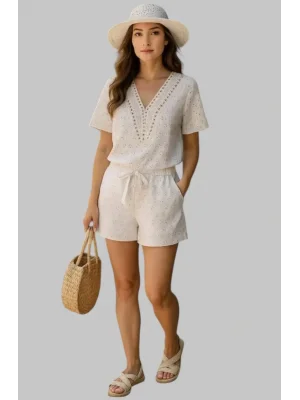 Tamara Çift Cepli Örme İkili Şortlu Takım