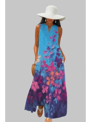 Urla Yaz ve bahar için rahat kolsuz elbise, cepli yaka detaylı elbise, kadın giyim