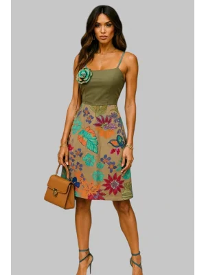 Vanessa Sırt Ve Gül Detaylı Tasarım Elbise