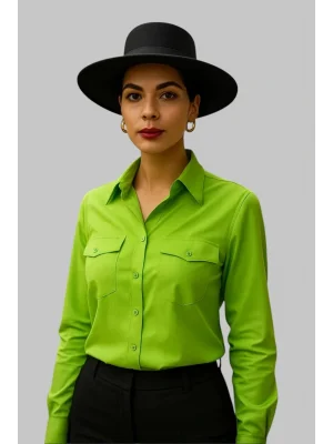 Vanilya Gömlek koton kumaş dokuma uzun kollu gömlek yakalı cepli düğmeli dokuma kumaş