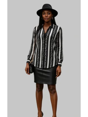 Zeta Jhons İthal Saten Zincir Desen Gömlek