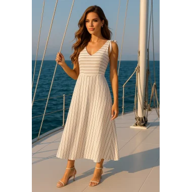 Jamila Vual Pul Peyet Detaylı Askı Fiyonk Bağlamalı Elbise Trend W