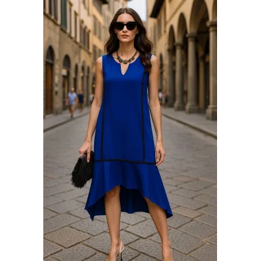 Gizella Biye Detay Çift Cep İthal Krep Elbise