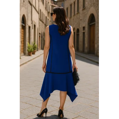 Gizella Biye Detay Çift Cep İthal Krep Elbise