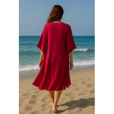 Sarra İhtal Yaka Detay Plaj Elbisesi Tasarım