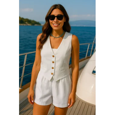 Caroline İthal İkili Keten Takım Tasarım