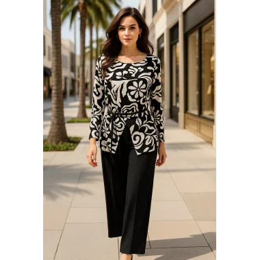 Elegante İthal Keten Kruvaze Bağlamalı Düğme Detay Pantolon Takım