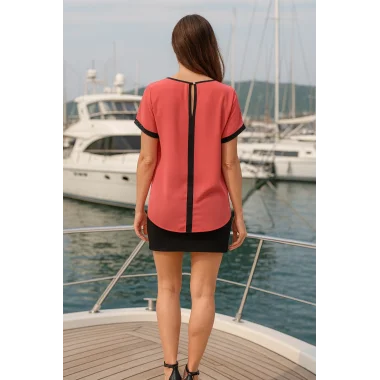 Gina Omuz Dantel Detay İthal Şifon Bluz