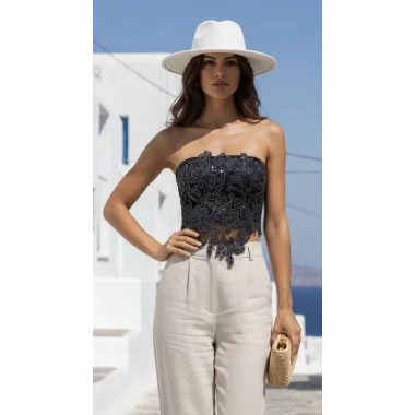 Rafael Lara France Dantel İşlemeli Brode Crop Bluz S 2026