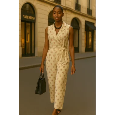 Artemis Organik Kruvaze Bağlama Detay İkili Keten Pantolon Tasarım Takım