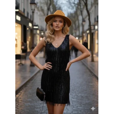 Barbara İthal Püskül Pul Payet Midi Elbise Tasarım S 2026