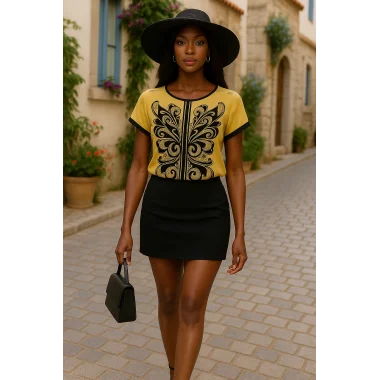 Eros Transfer Baskı İthal Krep Bluz