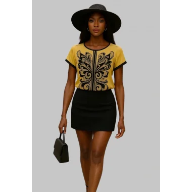 Eros Transfer Baskı İthal Krep Bluz