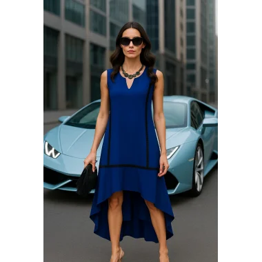 Gizella Biye Detay Çift Cep İthal Krep Elbise