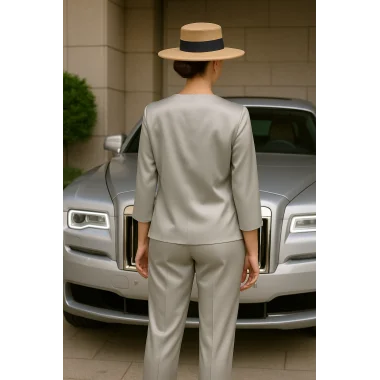 Harper İthal Saten Beli Lastikli Ve Cepli İkili Takım