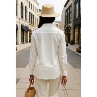 Lenora İthal Krep Taş Baskı Detay Tasarım Gömlek