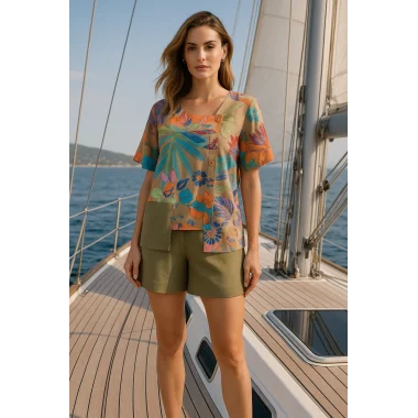 Madonna Keten Şortlu takım