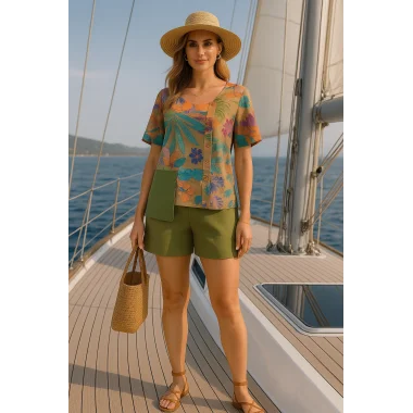 Madonna Keten Şortlu takım